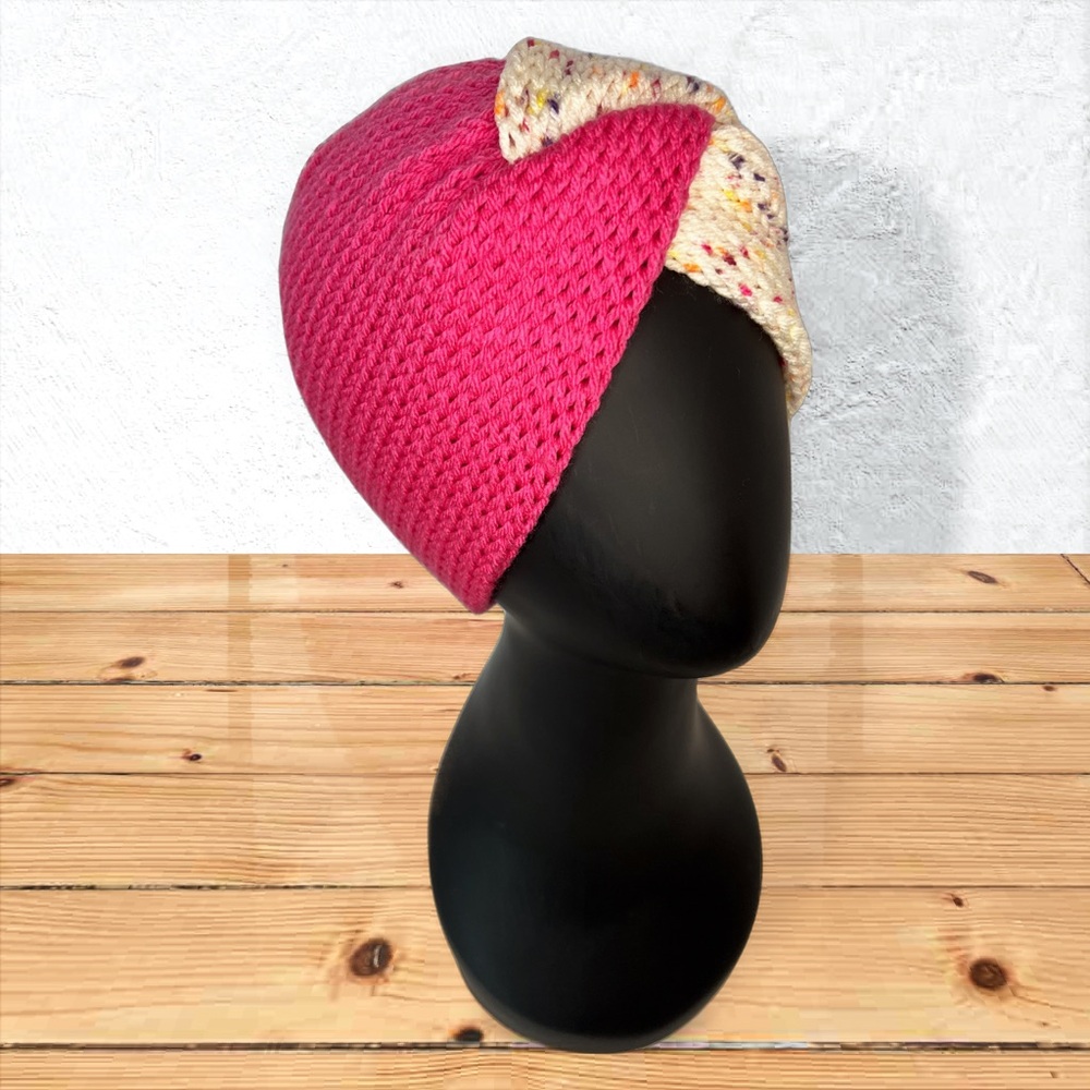 Handmade Knit Twist Ear Warmers Handcrafted Headband Hot Rose & Drizzle Me This - Picture 3 of 9